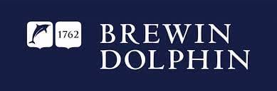 A blue banner with the words " brew dolphin ".